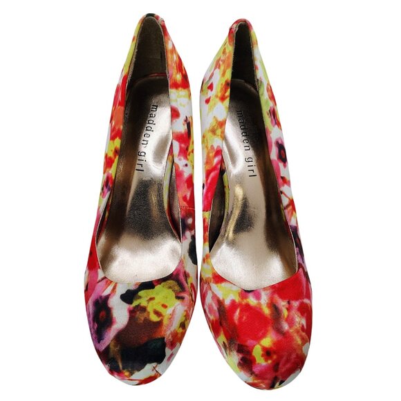 Madden Girl Getta Floral Print Fabric Heels Size 7 - Picture 2 of 7